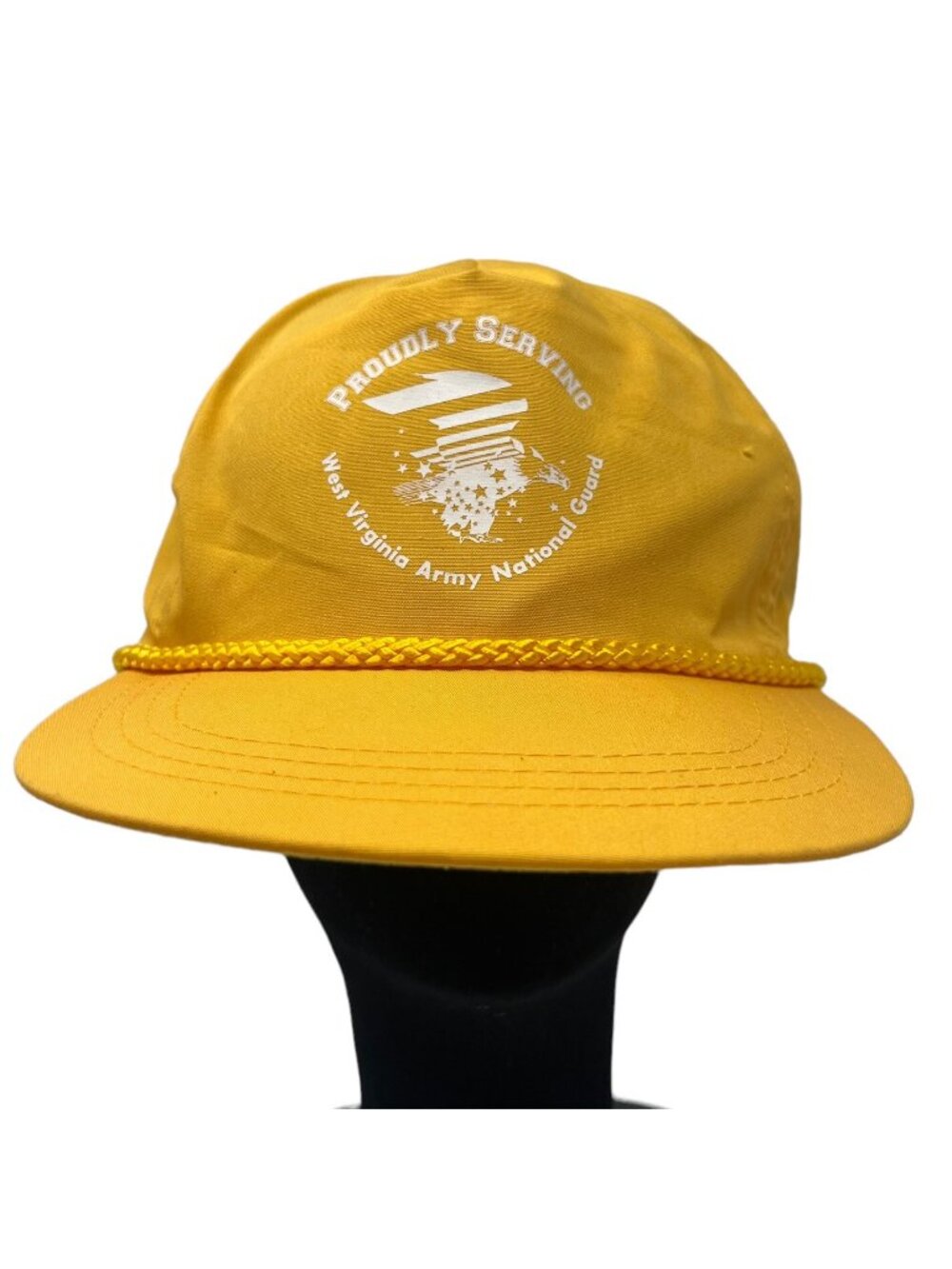 West Virginia Army National Guard Vintage Strapback Hat Cap Yellow WV Military